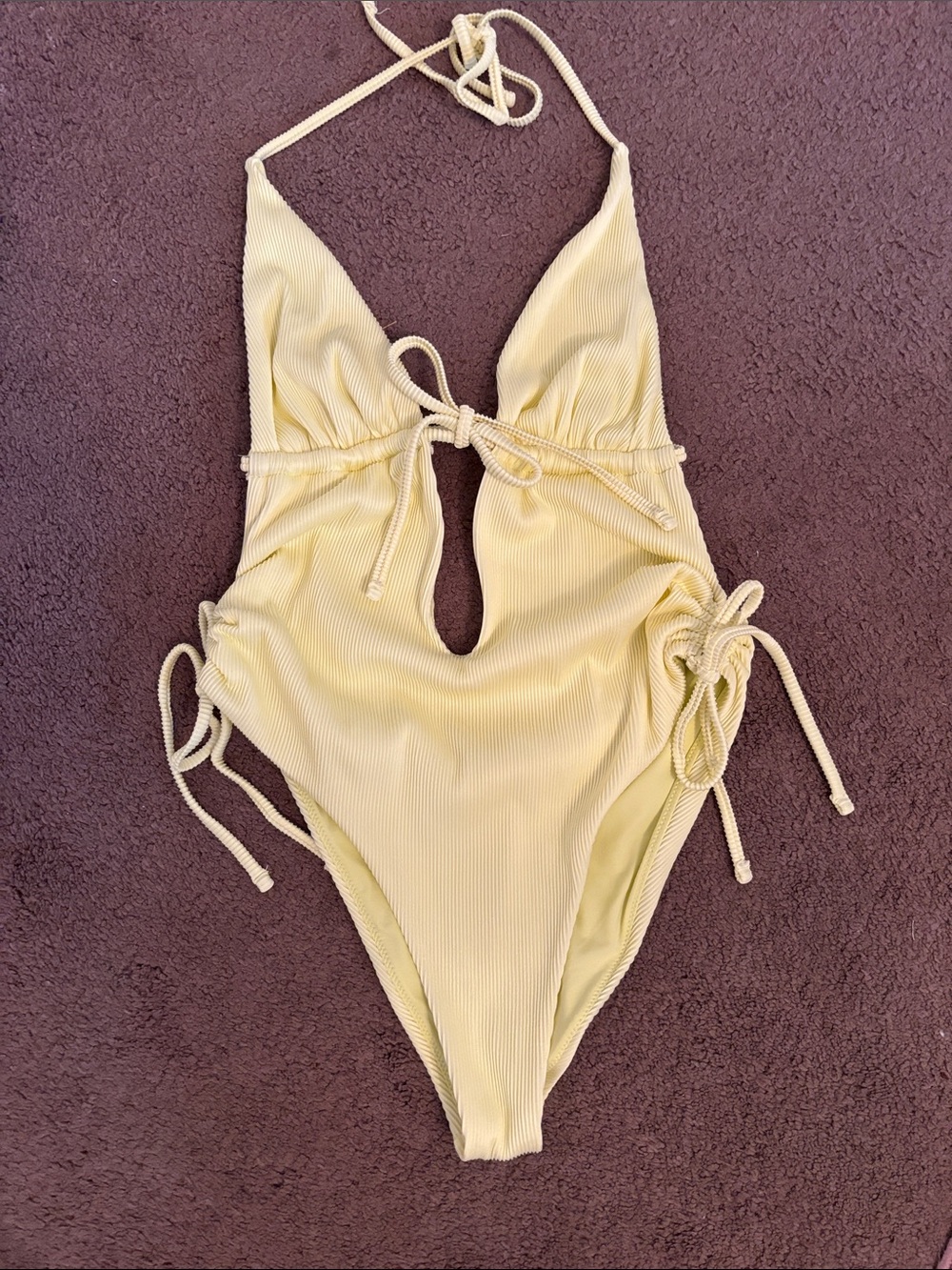 Urban Outfitters out from under nwot Yellow Ribbed One-Piece Cutout Swimsuit